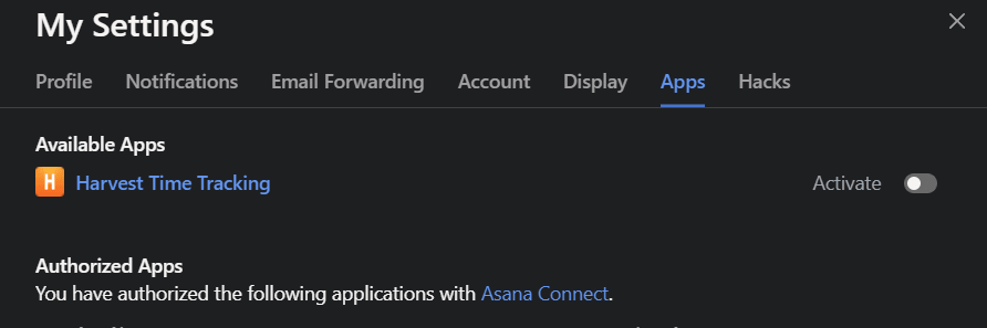 Harvest Time Tracking App in Asana Apps